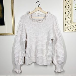 Madewell Ruffle Neck Pullover Sweater L